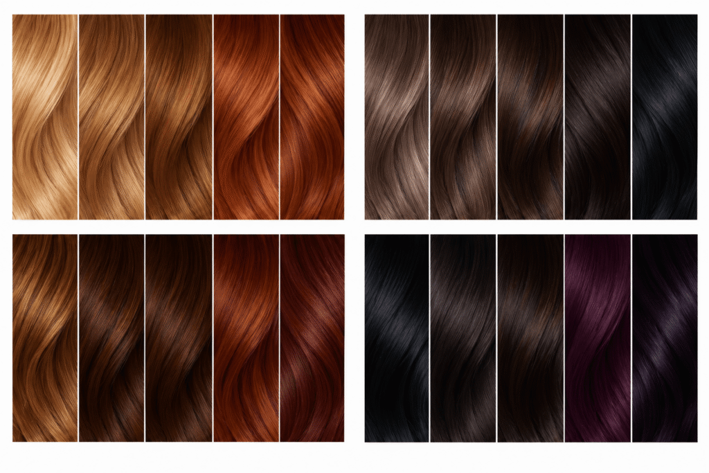 Palette de couleurs capillaires
